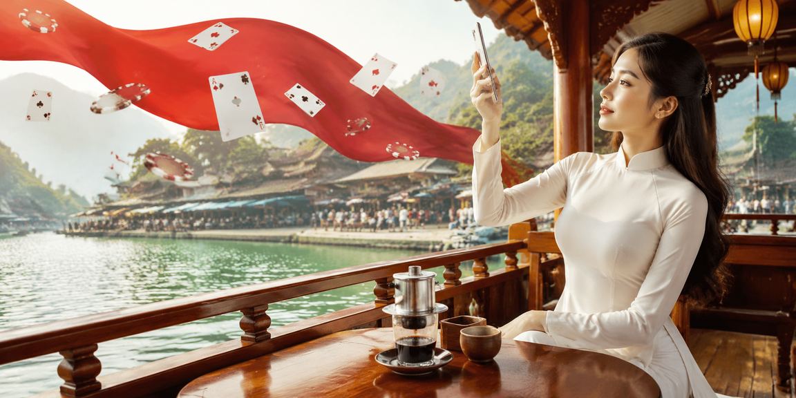 Người phụ nữ mặc áo dài chơi bài truyền thống tại Sapa, kết hợp văn hóa Việt và giải trí hiện đại